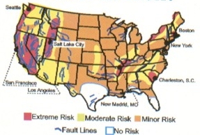 United States earthquake risk map